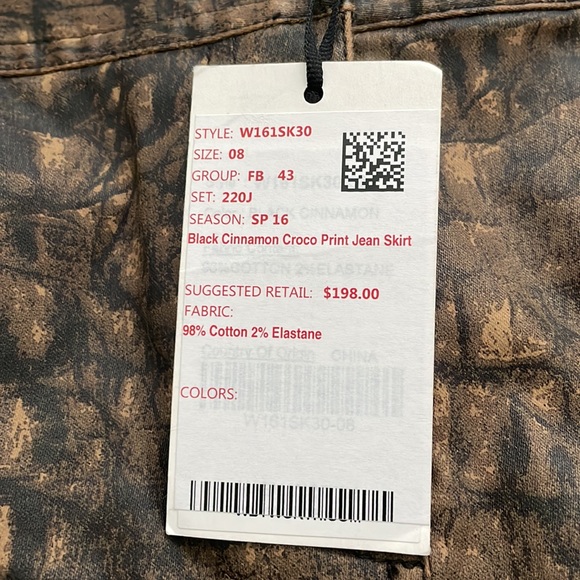 W by Worth crocodile print Jean skirt - Picture 3 of 5